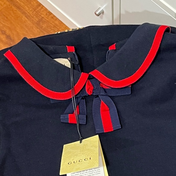 New Gucci 100% cotton dress dark blue web. - Picture 8 of 11